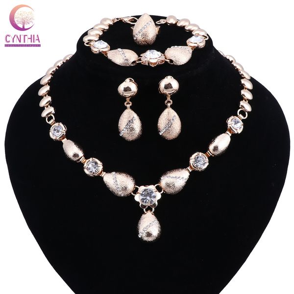 Bridal Luxury African Beads Jewelry Set Nigerian Wedding Crystal Jewerly Sets For Women Choker Ethiopian Jewelry