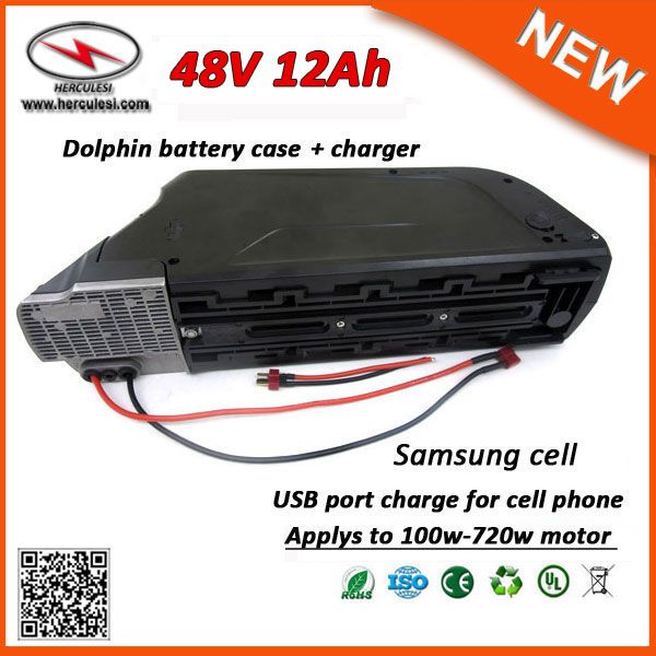 13S4P Dolphin Electric Bike Battery 48v Lithium Ion Battery 48V 12Ah LI Ion Battery Packs used in 15Amp BMS with USB Port