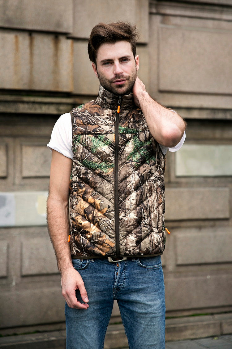 Fall-Fashion men outdoor 3d camouflage white duck down vest gilet homme mens outdoor military army waistcoat outerwear chaleco hombre