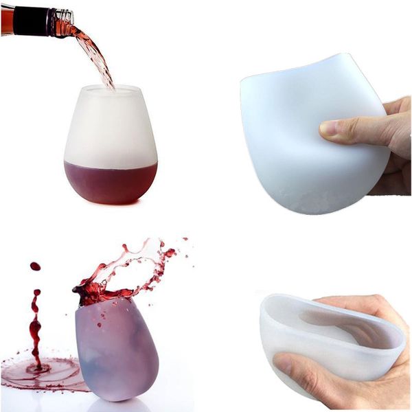 New Design Fashion Unbreakable clear Rubber Wine Glass silicone wine glass siliconeVogue Silicone Beer Culass Drinkware for Camping