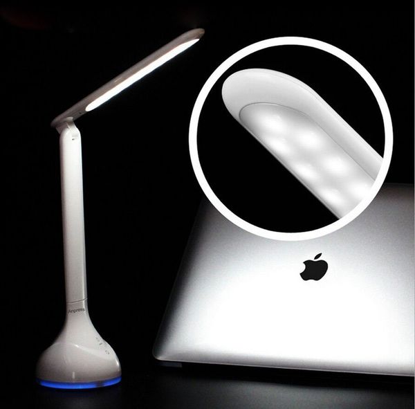LED Desk Lamp, Eye-caring Table Lamp, Folding LED Light 4W, Dimmable, Touch Control, 3 Brightness Levels, Calendar, Timer, Temperature