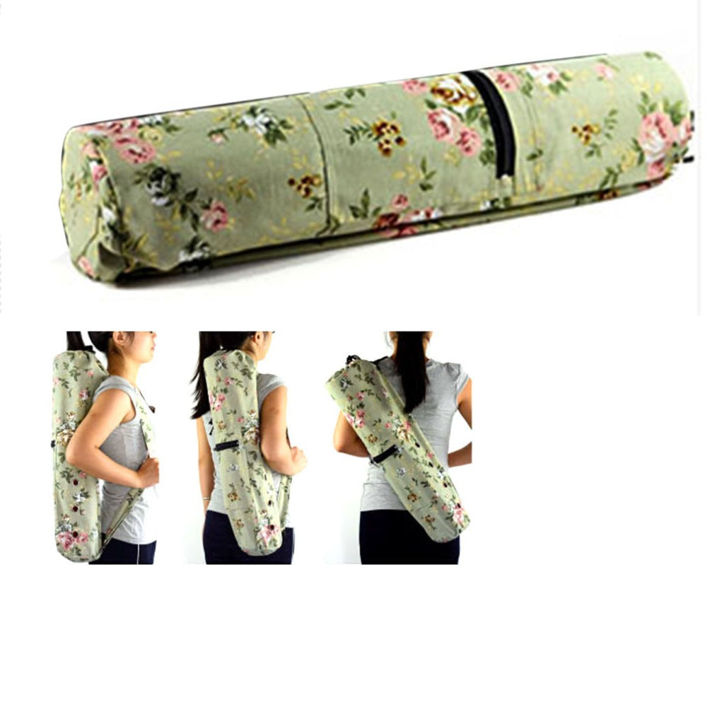 Wholesale-New Canvas Practical Yoga Pilates Practical Mat Bag Carry Strap Drawstring Gym Fitness Sports Backpack for 6mm Thick Mat KIT