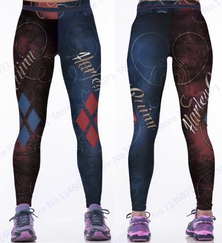 Red Harleen Quinzel Rugby Baseball Training Trousers Harley Quin Yoga Workout Pants Blue Running Leggings Women Fitness Tights