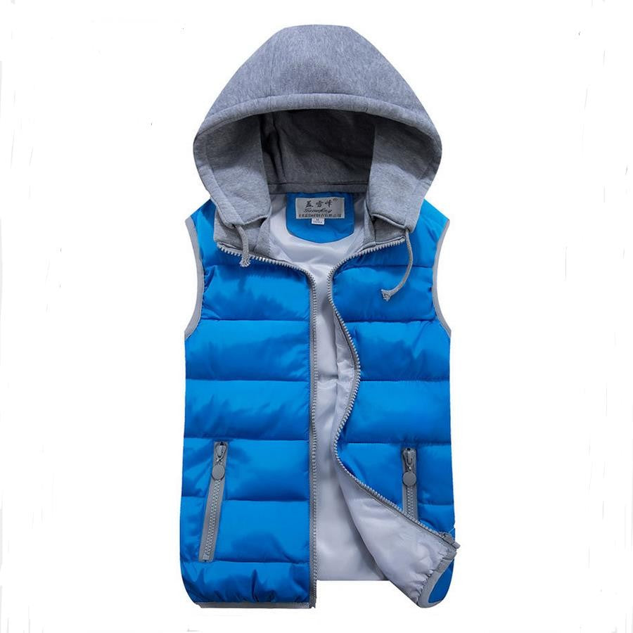 women&#039;s cotton wool collar hooded down vest Removable hat Hot high quality Brand New female winter warm Jacket&Outerwear Thicken
