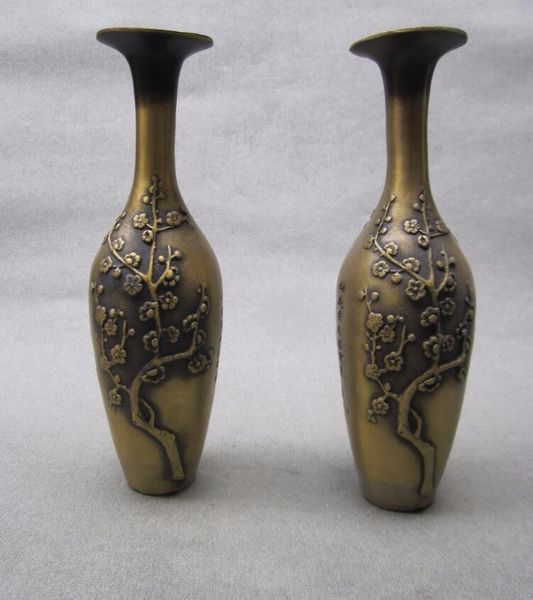 Chinois antique en laiton une prune vase-vase antique
