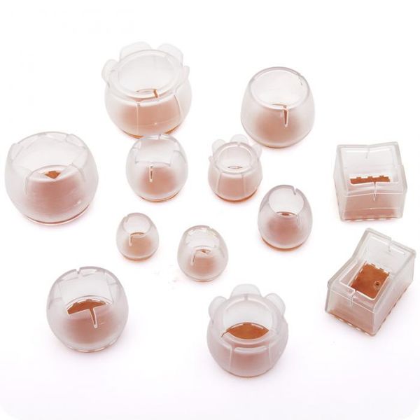 Silicone Durabel Rectangle Square Round Non-slip Chair Leg Caps Pads Furniture Dinning Table Feet Covers Wood Floor Protectors