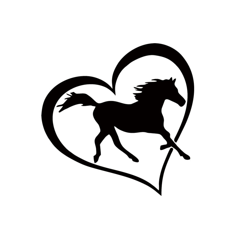 Hot Sale Car Stying Horse Heart Vinyl Decal Sticker Car Window Bumper Wall Love Symbol Pony Jdm