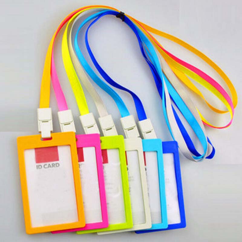 High Quality 10pcs Badge Card Vertical Style Holders Name Badge Business Card Holder Passport Cover With Nack lanyard Company Office Supply