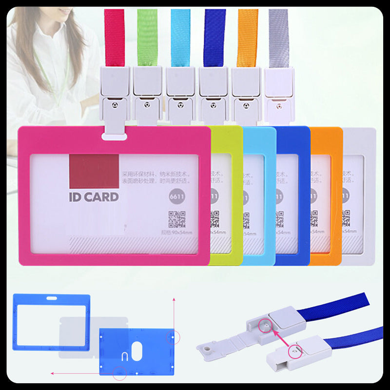10pcs New Fashion Card ID Holders With Lanyard Business Badge Card Holder School Office Supplies Stationery Free Shipping Material Escolar