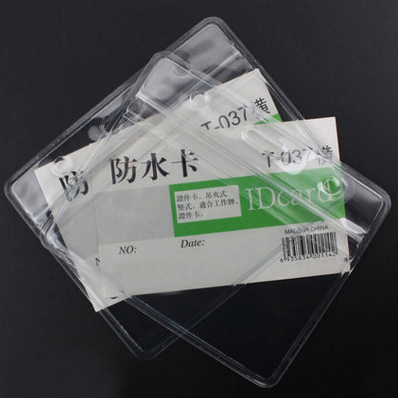 Fashion Clear 10 Pieces Badge Holder Soft Plastic Free Shipping Horizontal Style School Office ID Badge Holders Store Staff Card Free Shippi