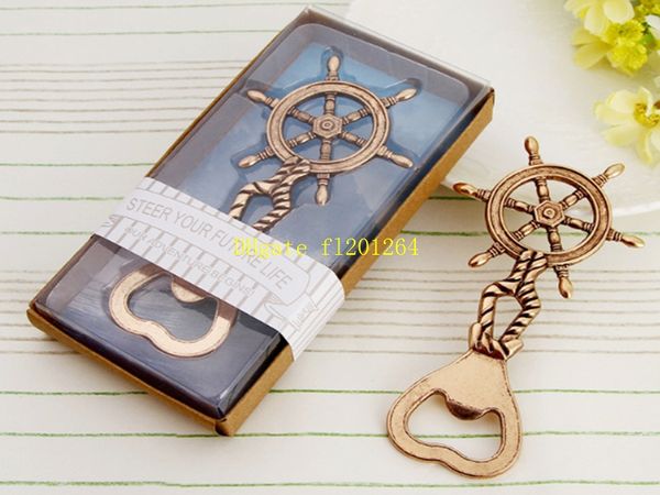 50pcs-lot Fast Shipping Antique Ship&#039;s Wheel Nautical Bottle Opener wedding favors gift rudder beer bottle opener