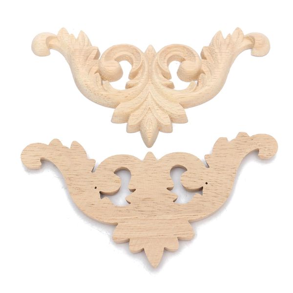 3 Size Wood Carved Corner Onlay Applique Unpainted Furniture Wall Door Drawer Cabinet Decorative Figurines Wooden Miniatures Decor Carfts