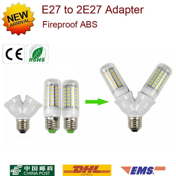 New E27 to Double E27 Socket Base Extender Splitter Plug Halogen Light Lamp Bulb Holder Copper Contact Adapter Converter Xmas