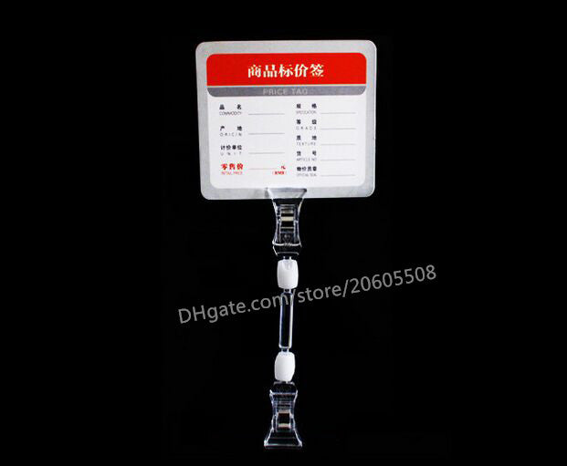 Wholesale 50pcs Clear POP Plastic Sign clamp Card Display Price Label pop advertising Promotion Clips Holders In Retail Shop