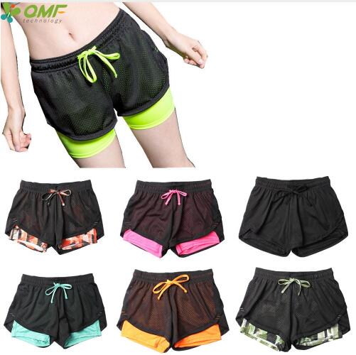 Dry Fit Women Fitness Gym Workout Running Shorts 2 In 1 Sport Yoga Sweat Shorts Skinny Compression Training Shorts Stretchy Slim