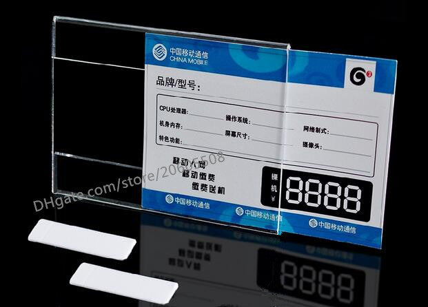Acrylic T1.2mm Plastic Price Tag Sign Label frame Display Wall Sticker Paper Advertising Promotion Name Card Holders 10pcs Good Quality
