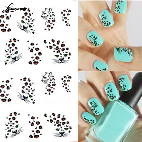 LEARNEVER 1 sheet Hot Leopard Nail Art Water Transfer Stickers Nails DIY Beauty Nail Art Decals Decorations Nail Tools