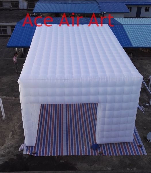 wholesale Giant 8mLx5m Wx3.6mH white good square customized inflatable camping cube tent for event in GB with 2 windows