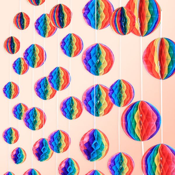 3M 8PCS 10CM Colorful honeycomb paper flowers ball garland wedding arrangement festival holiday party supplies decoration