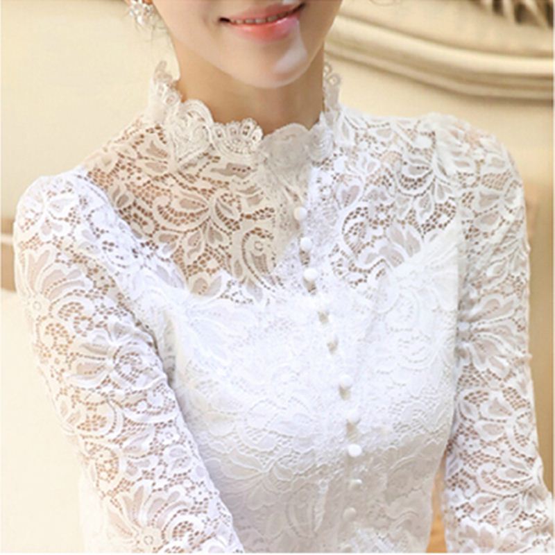 New 2018 Spring High quality Women Crochet Blouse Lace Sheer Shirt Tops For Women Clothing Vestidos Blusas Femininas Blouses
