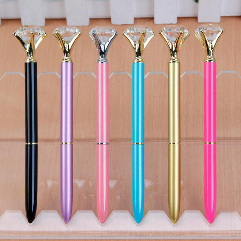 New 5pcs-Lot Large Diamond Head Pens Gift Pen School Office Home Signing Pens Office Stationery Supplies Children Prize Free Shipping