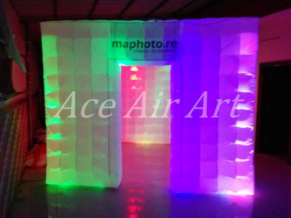 3mLx3mWx2.4mH RGB LED Inflatable Photo Booth backdrop Wedding Party Tent Cube For Reunion