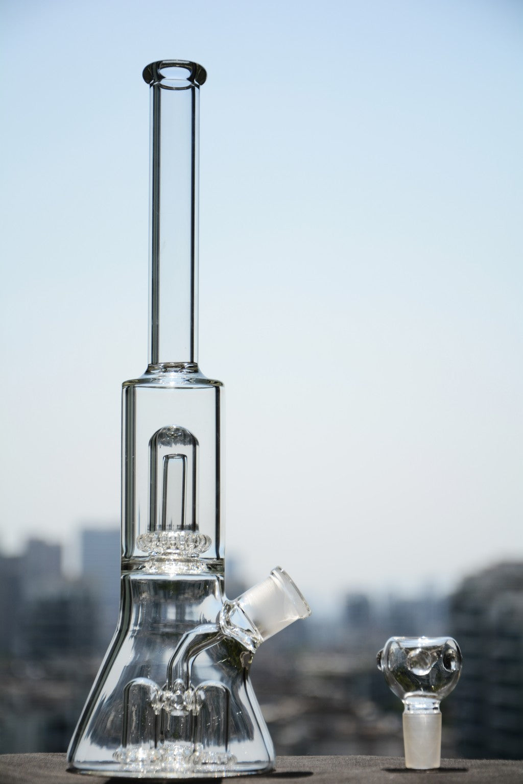 hookahs Thick Straight Beaker Bong Unique 3 UFO Perc Glass Recycler Dome Percolator Heady Dab Rigs Bubbler with 18 mm joint