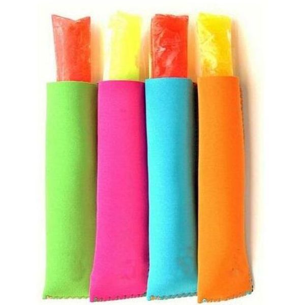 100pcs Fast Shipping popsicle Holder Holders Ice Pop Cream Sleeve Sleeves Children Freezer Pop Holders 15x4cm Kids Summer Tools 12 colors