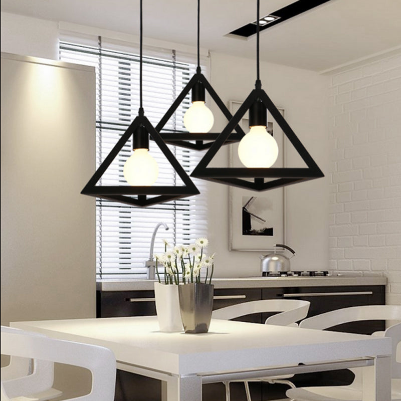 Nordic modern minimalist restaurant hotel pendant light creative loft aisle iron bar desk coffee shop lamp personality diamond pendant lamp