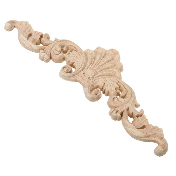 3 Size Vintage Wood Carved Corner Onlay Applique Frame Door Wall Decorate Furniture Decorative Figurines Wooden Miniatures Woodcarving Decal