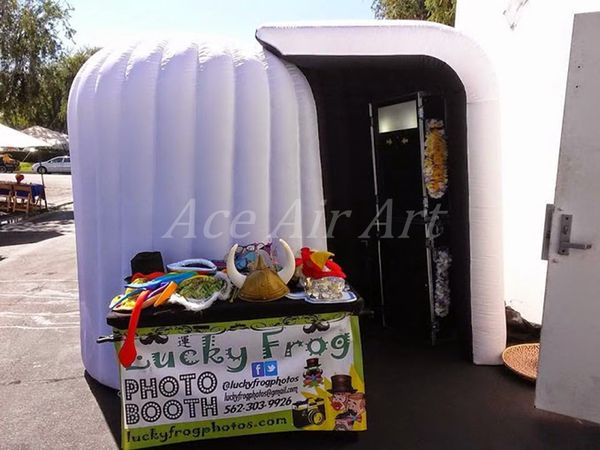 wholesale 1 door White Lighting DOME Igloo Inflatable Round Photo Booth Enclosure Backdrop Dome Tent For Party