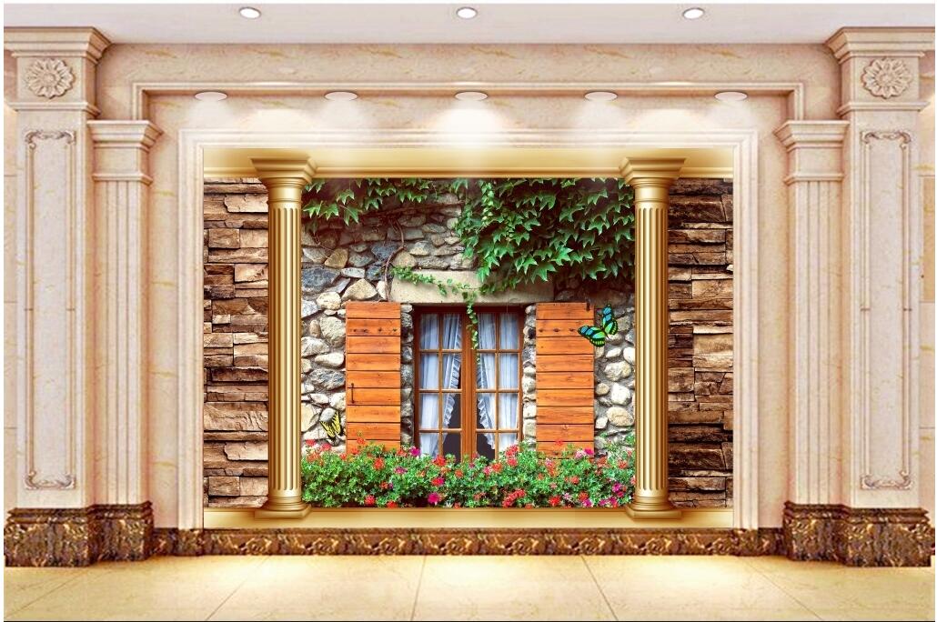 3d wallpaper custom photo Non-woven mural European Roman column brick wall windows painting picture 3d wall muals wall paper for walls 3 d