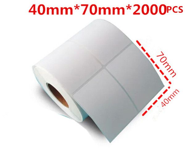 40*70mm 2000pcs-roll blank labels office paper barcode self adhesive stickers for printer