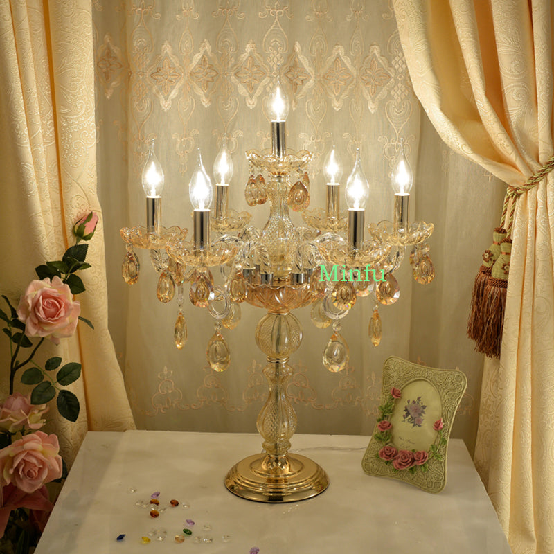 European style wedding crystal table lamp top-grade candle desk lamps living room bedroom bedside table light banquet hall lighting