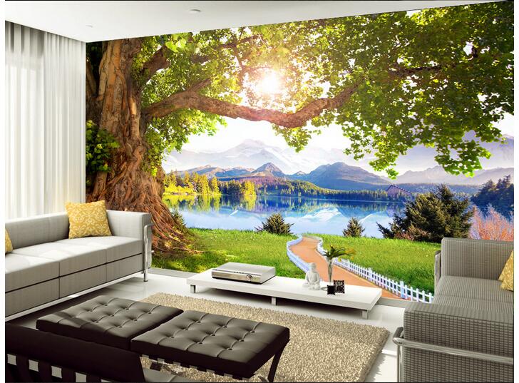 3d wallpaper custom photo Non-woven mural Mountain lake tree scenery room decor painting picture 3d wall muals wall paper for walls 3 d