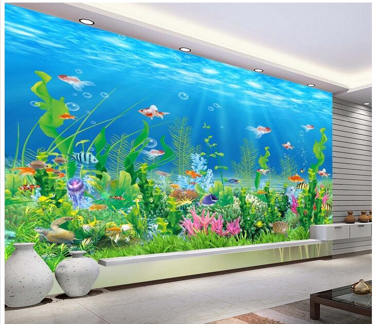 3d wallpaper custom photo Non-woven mural Marine Coral Fish Sea Museum room decor painting picture 3d wall muals wall paper for walls 3 d