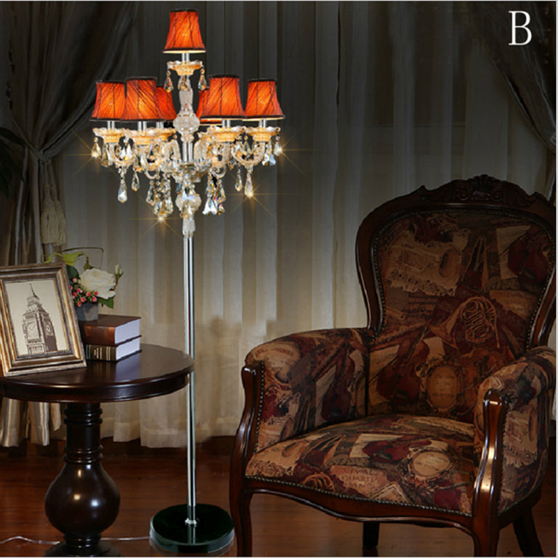 Modern Floor Lamp Bedroom Luxurious Living Room with Lampshade LED Floor Lights Foyer Candle Holder Crystal Standing Lighting Fixture