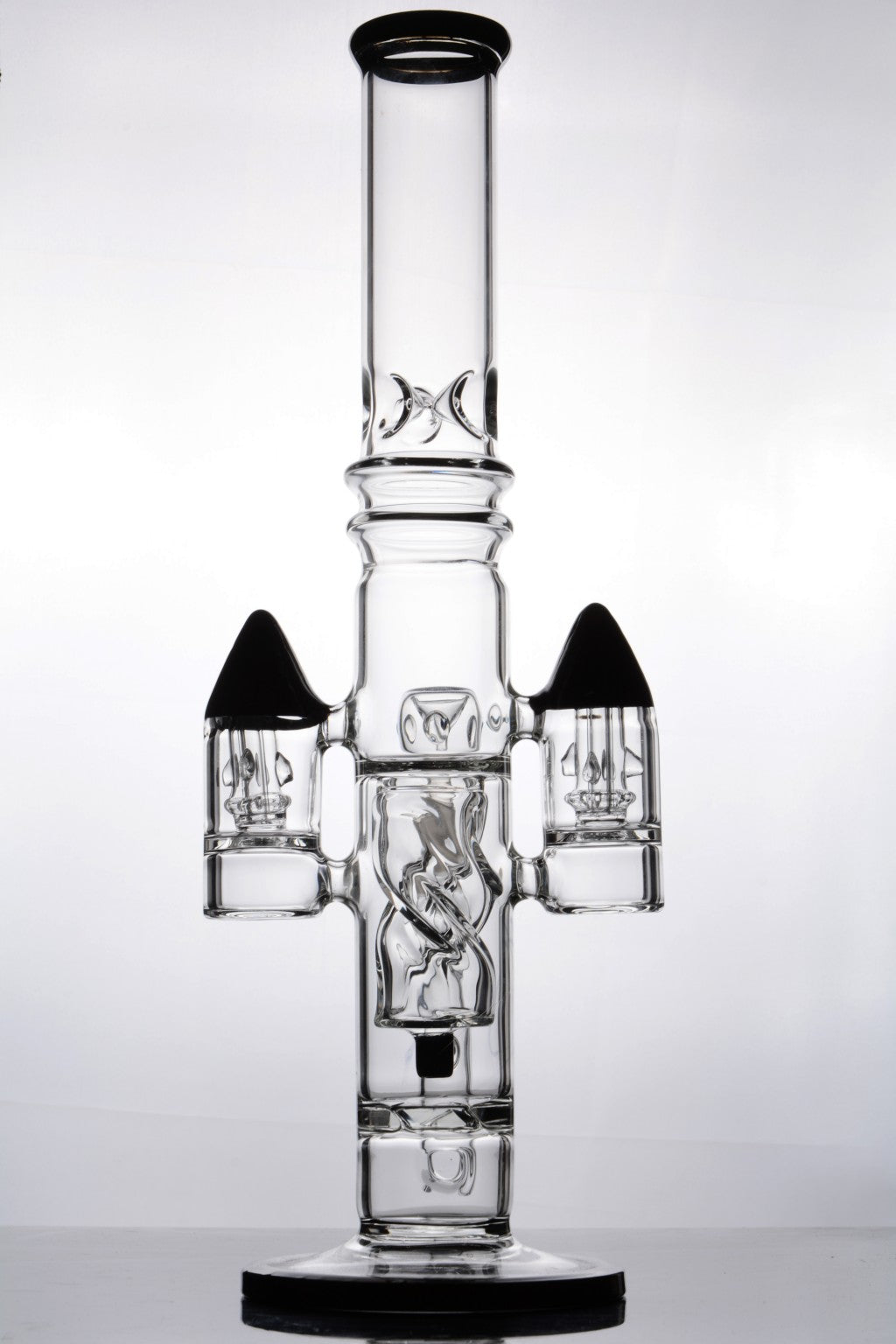 hookahs 16 inches Black solid base Glass Bongs with slits rocket perc tube Water Pipe 18 mm joint