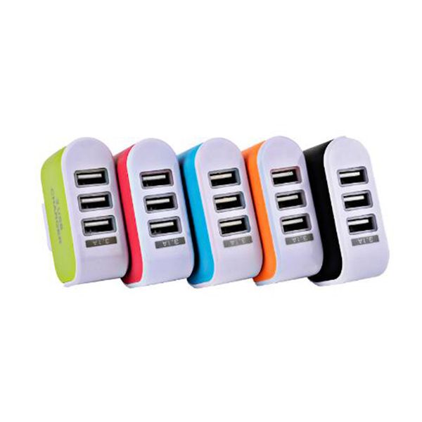 US EU Plug 3 USB Wall Chargers 5V 3.1A LED Adapter Travel Convenient Power Adaptor with triple USB Ports For Mobile Phone