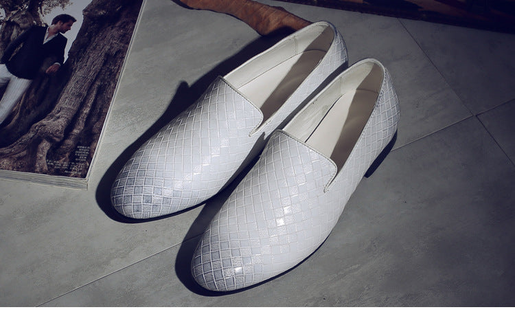 Black Spikes Rhinestones Glitter Men Loafers Smoking Slipper Casual Shoes Wedding Red Weaving Bottom Dress Men&#039;s Flats Genuine Leather