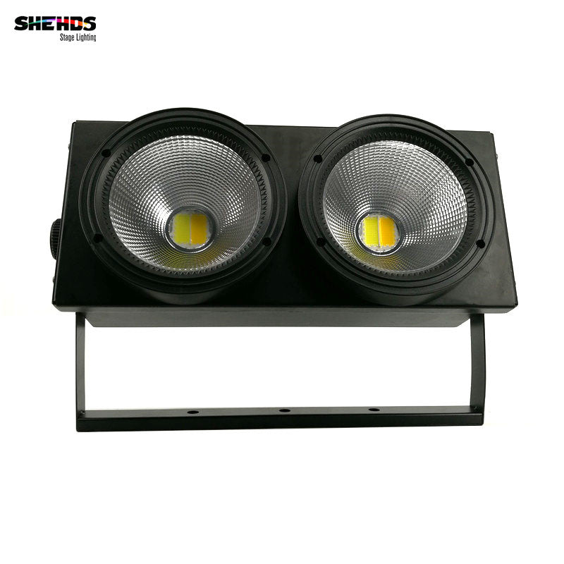 SHEHDS 2eyes 200w COB LED Blinder Light DMX Stage Lighting Effect Cool And Warm White Color For TV Show Party Spectator Seats