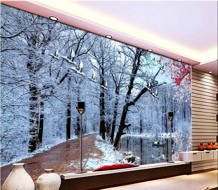 3d room wallpaper custom photo mural Forest snow scenery picture decoration painting 3d wall murals wall paper for walls 3 d