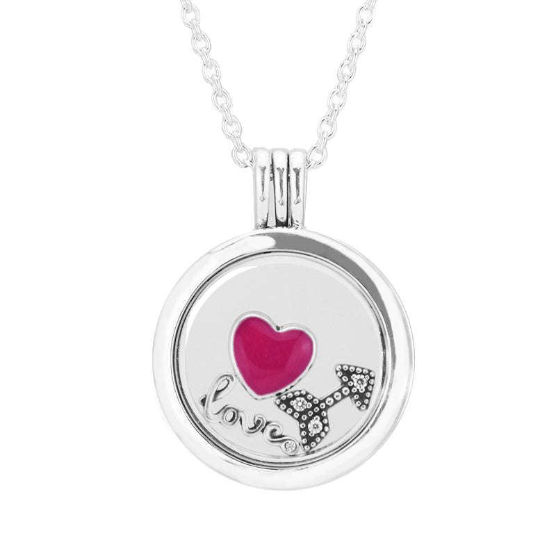 Floating Locket Petite elements with heart arrow Medium Sapphire Crystal Glass necklace & pendant woman choker sterling silver jewelry