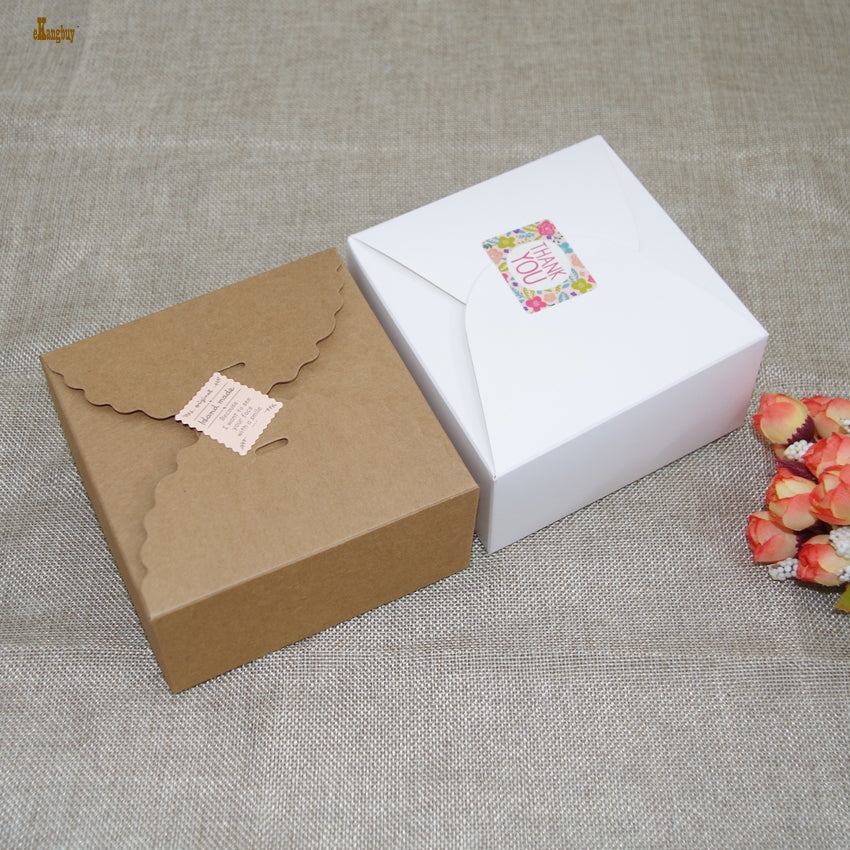 hot sale tubetes 20pcs lot 12x12x6cm white brown mini square cookie boxes kraft paper small chocolate macaron cake box gift diy package