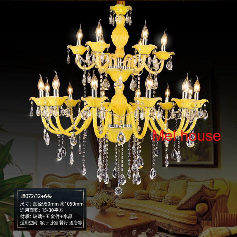 European Chandeliers Living Room Lights for Restaurant Modern Simple modern glass chandelier Light Hotel lobby candle crystals Pendants