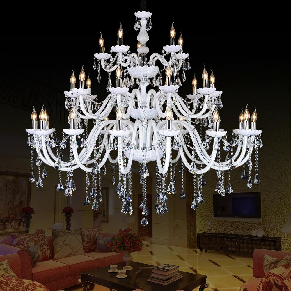 Nordic antique white chandeliers home light suspension luminaires Christmas European Fashion Vintage banquet hall Candle crystal chandelier