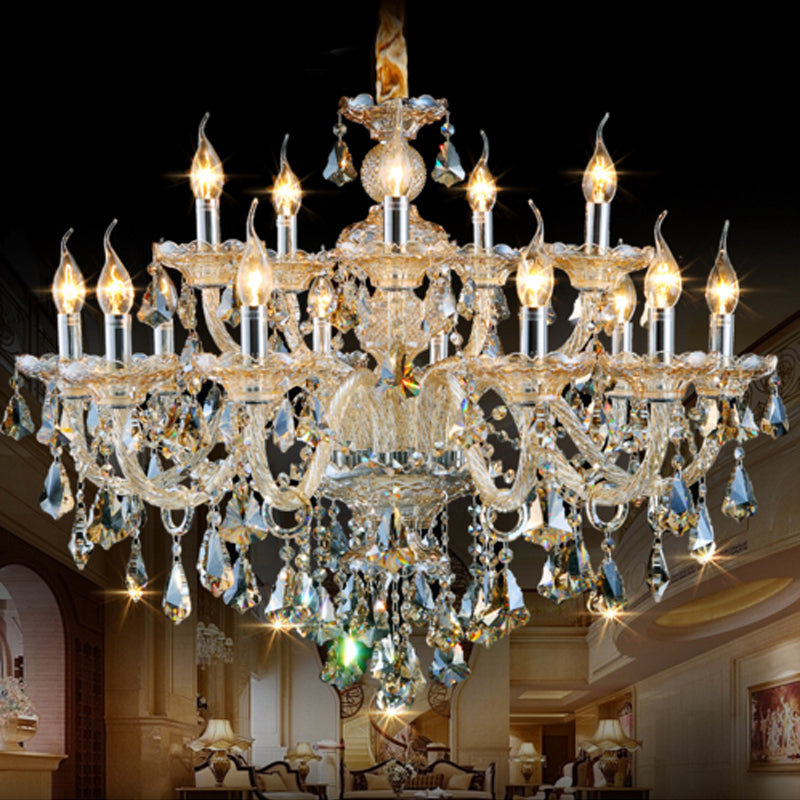 Crystal Chandelier LED European Dining Room Bar Candle Crystal Chandeliers Ceiling Wrought Iron High Quality