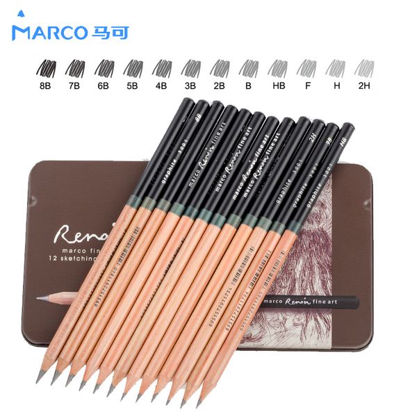 marco 12pcs 2h9b craft pencils drawing sketching pencil set for school student sketch gift stationery art supplies lapis de cor