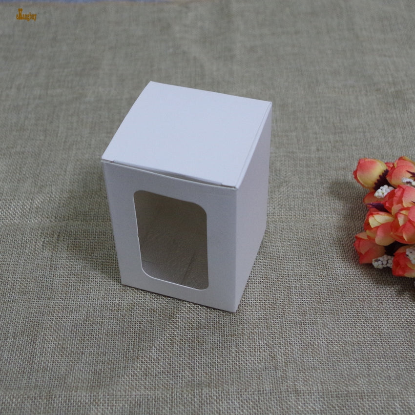 50pcs-lot 7x7x7cm~ 10x10x12cm White Paper Box with window Gift Craft Bakery Cookies Candy Toys Model Packing Cardboard Boxes
