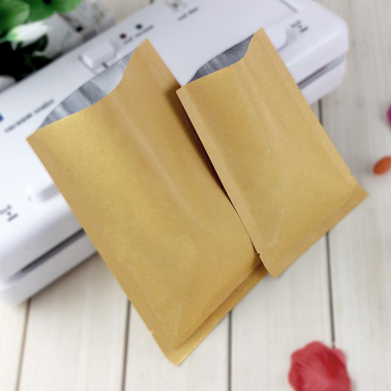 Gift Bags free Shipping 200pcs-lot 8 Sizes Open Top Flat Kraft Paper Al Foil Laminated Heat Sealed Bag Vacuum Pouches Food Packaging Bags